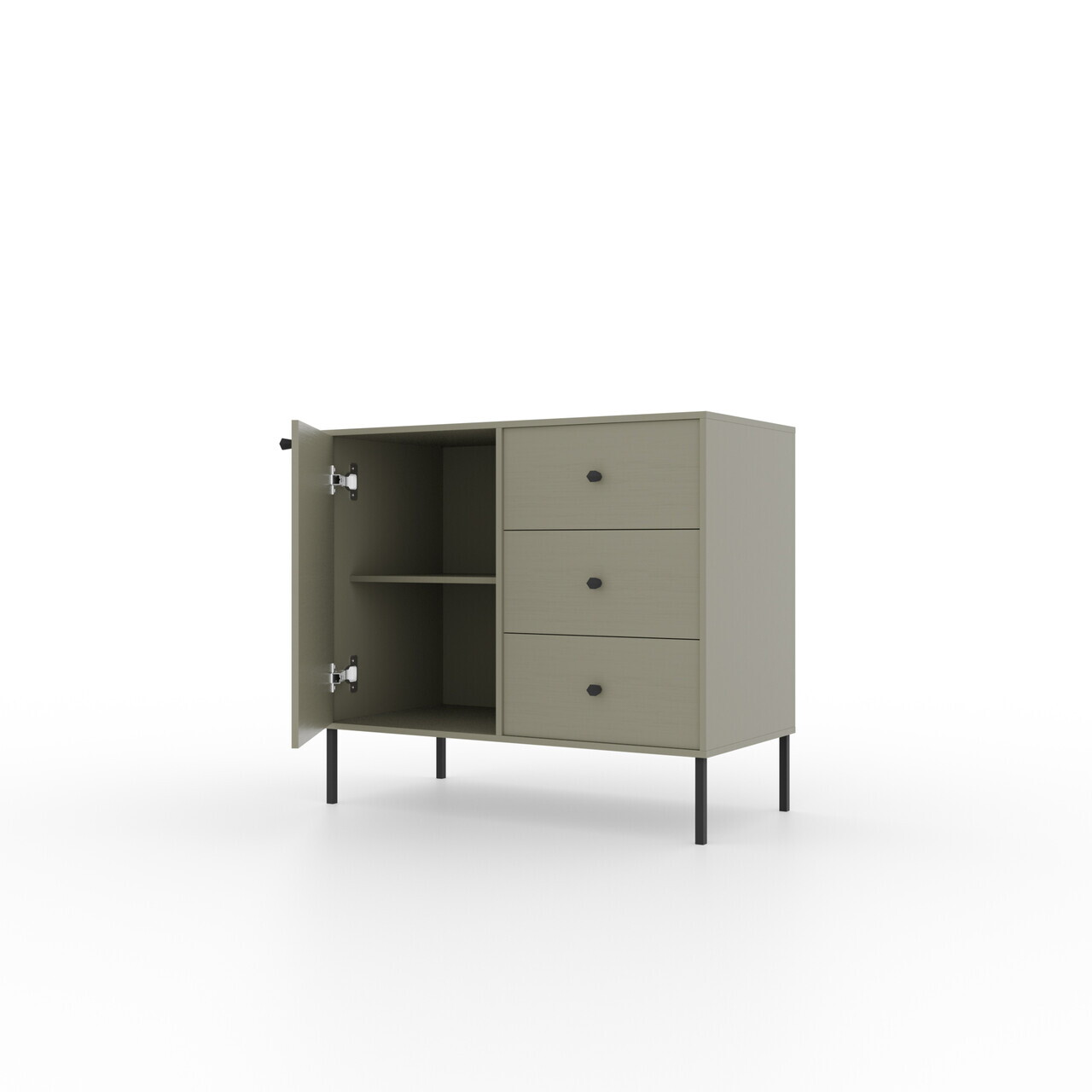 Comoda ADRK, Tili 1D 3S, 83.6x40.8x73.9 cm, PAL laminat, verde eucalipt — imaginea 4