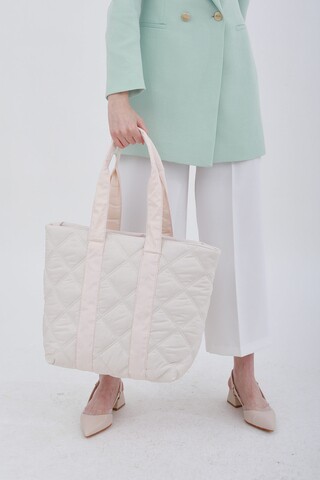 Geanta shopper, Madamra, 21KT12-002 - Cream, textil, crem