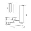 Set mobilier pentru hol 3 piese, Decortie, Ramda, pal melaminat, alb/stejar