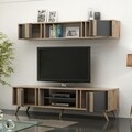Mobilier living Bren, Maison in Design, 2 corpuri, 180 x 35 x 48 cm, natural/antracit