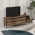Comoda TV, Decortie, Heaton, 144.6 x 48.4 x 35.6 cm, pal melaminat, nuc