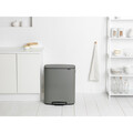 Cos de gunoi cu pedala, Brabantia, Bo Pedal, 2x30 L, 36.3x54.1x65.2 cm, otel, gri