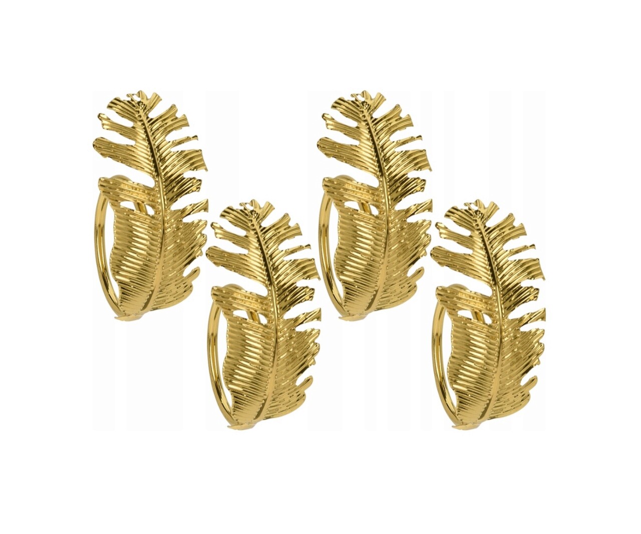Set 4 inele pentru servetele Leaf V1, 4.5 x 3 cm, metal, auriu