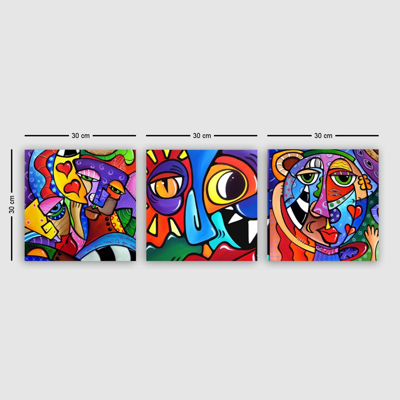 Set 3 tablouri decorative, pmdr40, Cadru: 100% LEMN (grosime: 3 cm), Multicolor - view 2