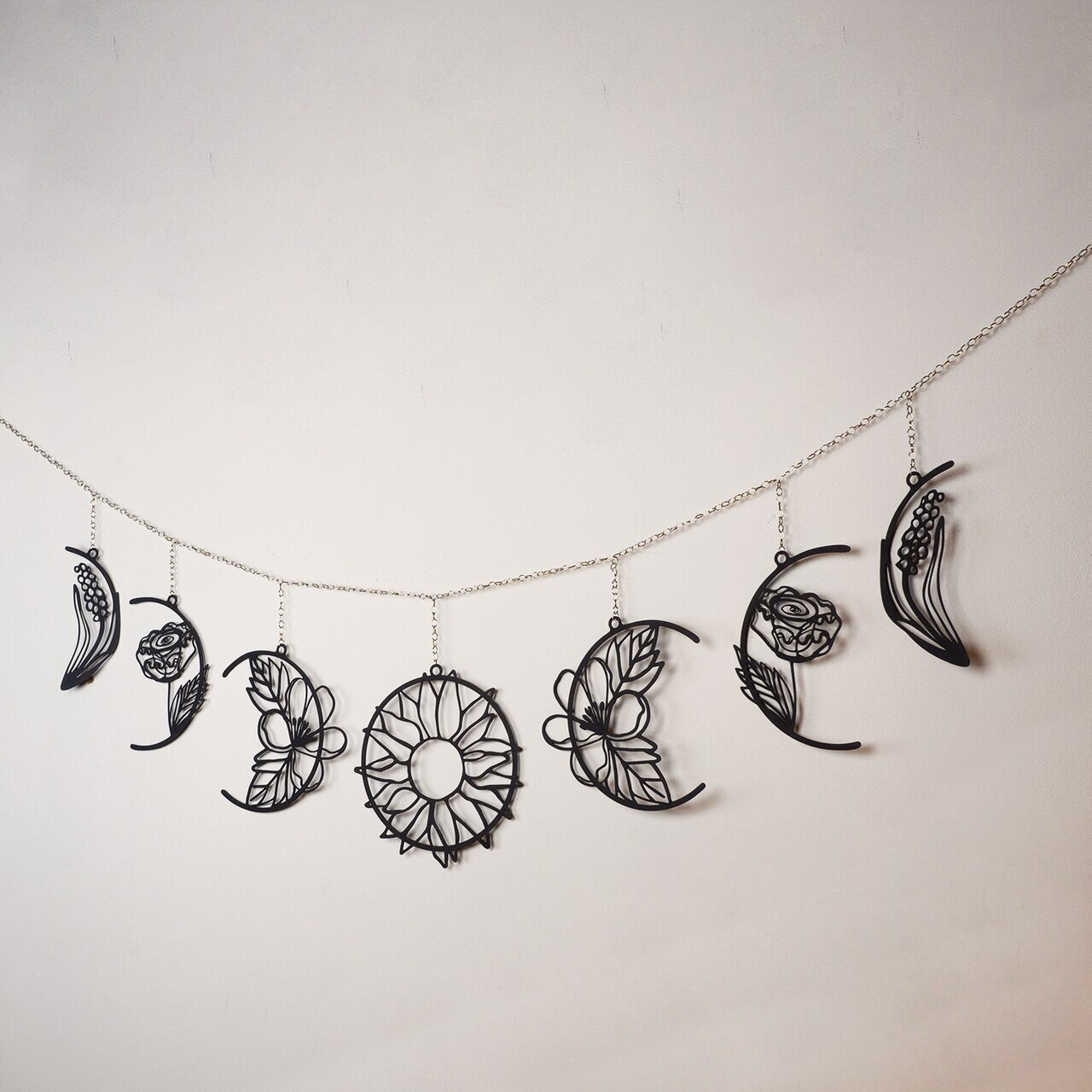 Decoratiune de perete, Moon Phases, Dimensiune: 27 x 136 cm (1 bucată), Negru — imaginea 2