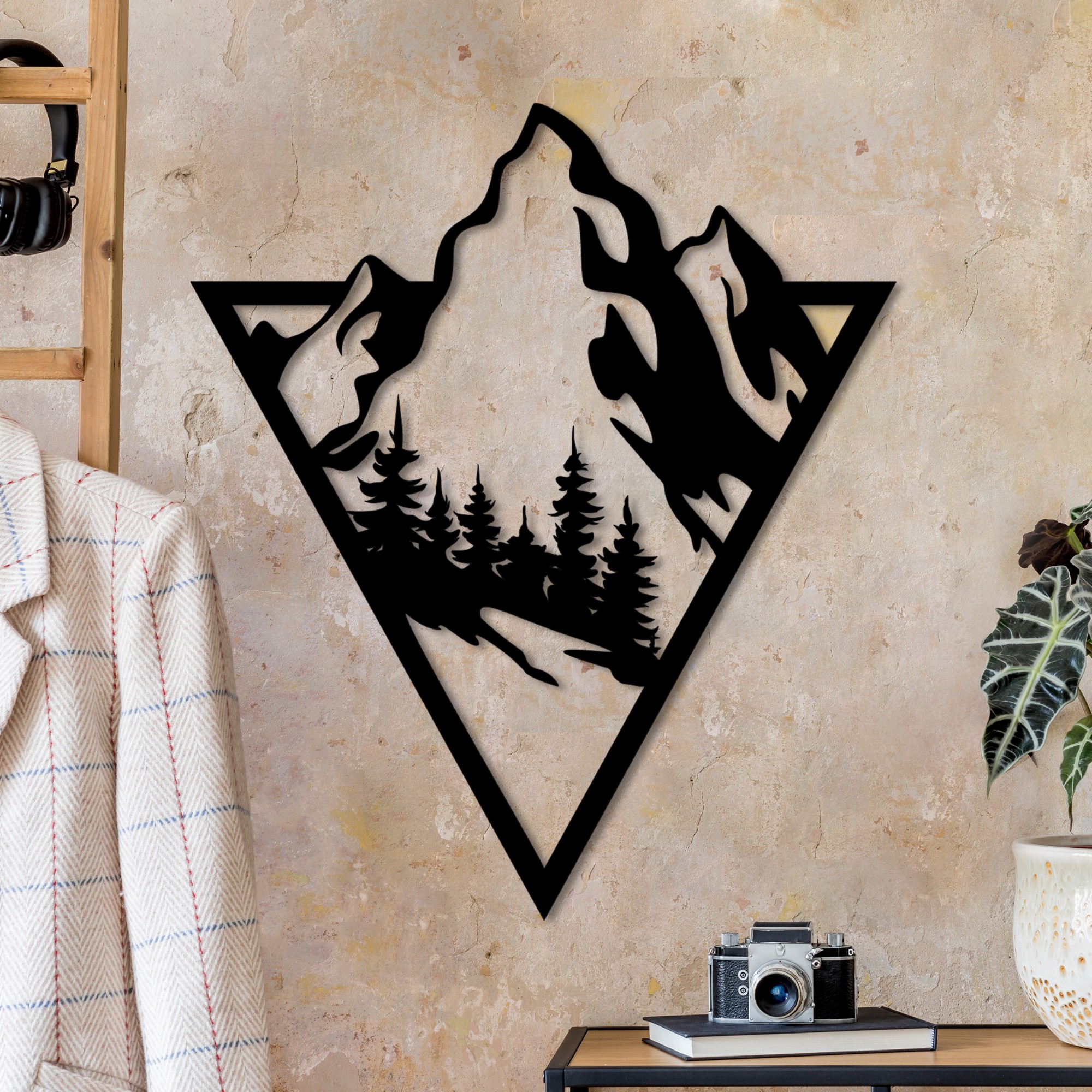 Decoratiune de perete, Montain 2, Dimensiuni: 53 x 46 cm, Negru