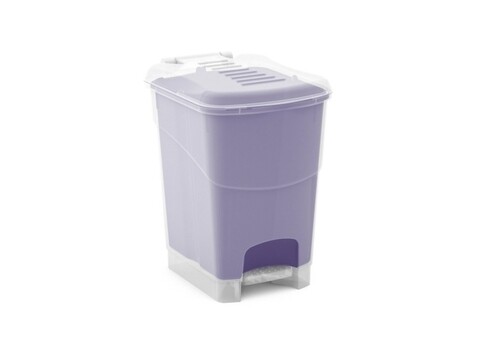 Cos de gunoi Koral S cu pedala, plastic, 5 L, transparent/mov