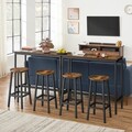 Set 4 scaune de bar, Vasagle, Industrial Design, 30x65 cm, max 150 kg, PAL/otel, maro
