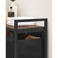 Cos de rufe cu 3 compartimente si raft depozitare, Vasagle, 92.5x33x72 cm, 3x38L, MDF/otel, maro/negru