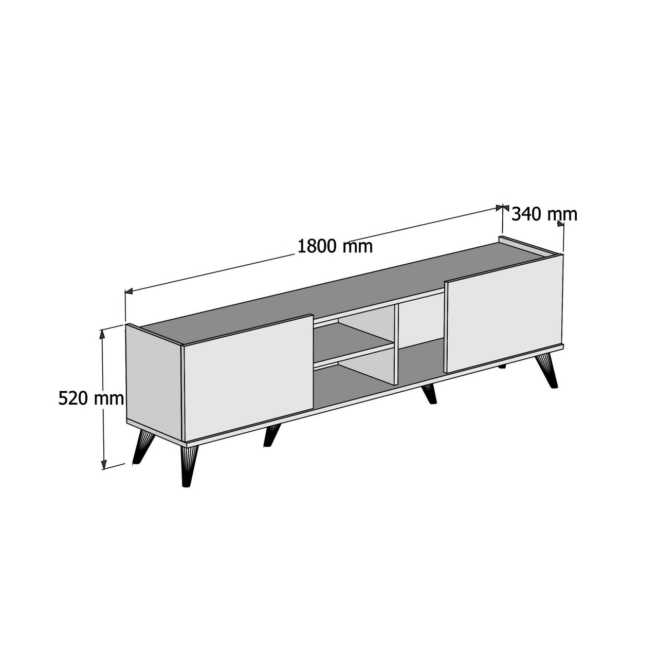 Comoda TV, Mezza, Elegante 1310, 180x52x34 Cm, Maro