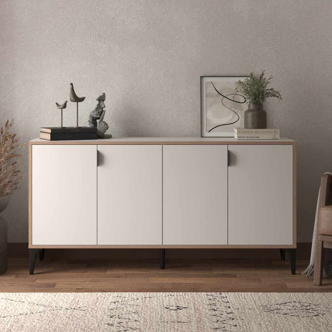 Bufet, Hanah Home, Arden, 160x80x44 cm, Alb