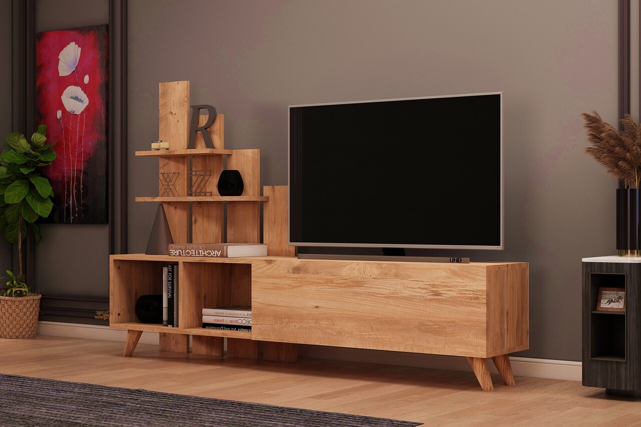 Comoda TV, Coraline, Vale, 160x115x33 cm, PAL, Maro - 1 | YEO