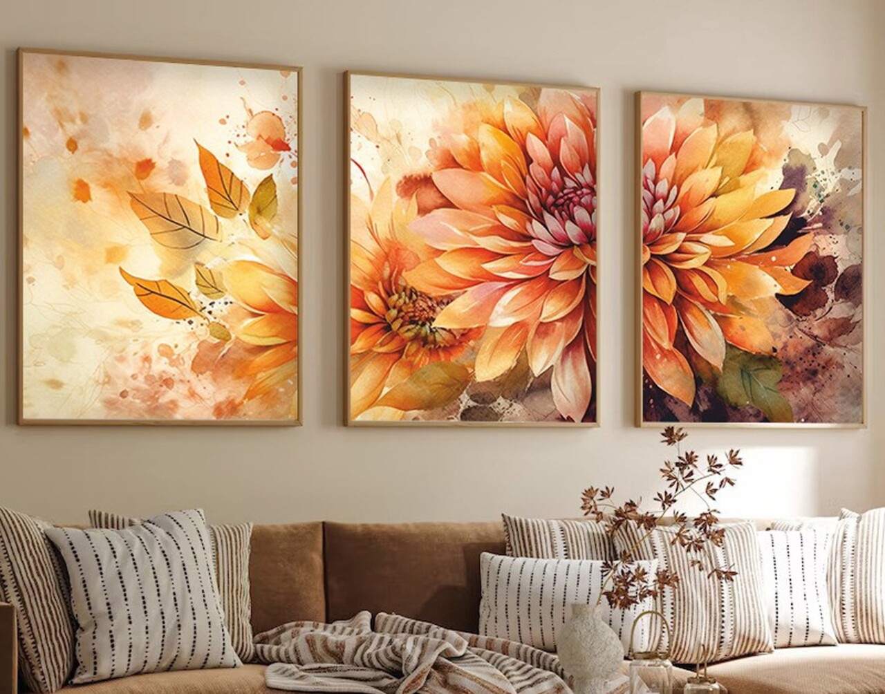 Set 3 tablouri decorative Huhu220 Cadru: 100% LEMN MASIV (Grosime: 25 cm) Multicolor