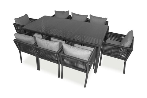 Set gradina/terasa 9 piese, My Interior, Vera, rattan/aluminiu, gri gradina
