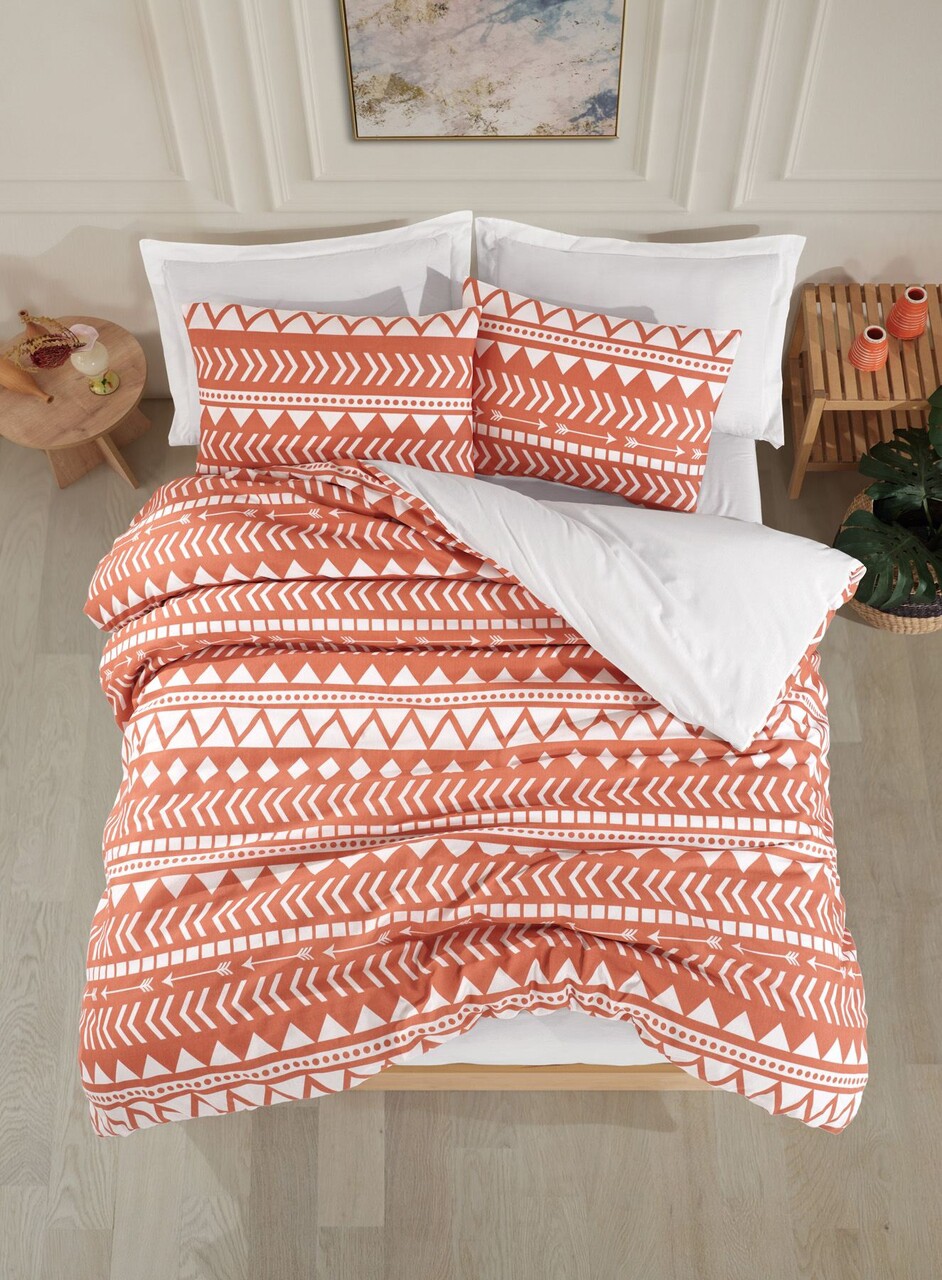 Lenjerie de pat dubla Super King (EU) (IT) 3 piese L'essentiel Maison Artec 65% bumbac/35% poliester Portocaliu