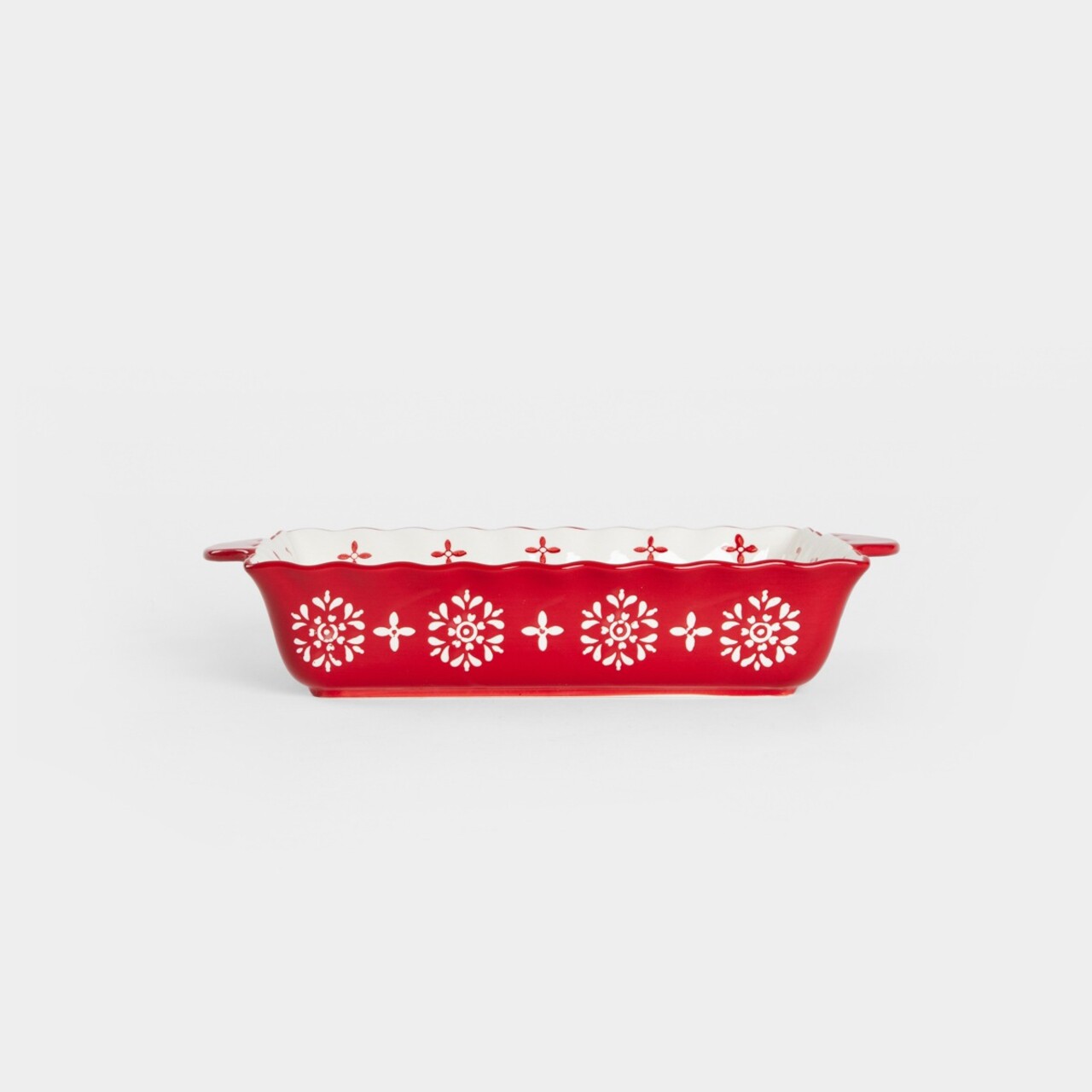 Tava de copt Bakin, Homla, 39x22x7 cm, ceramica, rosu/alb - 2 | YEO