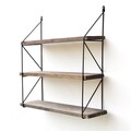 Raft de perete WR040, Evila Originals, 55x15x60 cm, lemn de molid, maro/negru