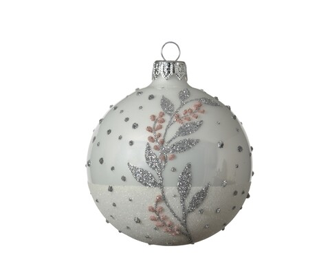 Glob Branche, Decoris, Ø8 cm, sticla, argintiu
