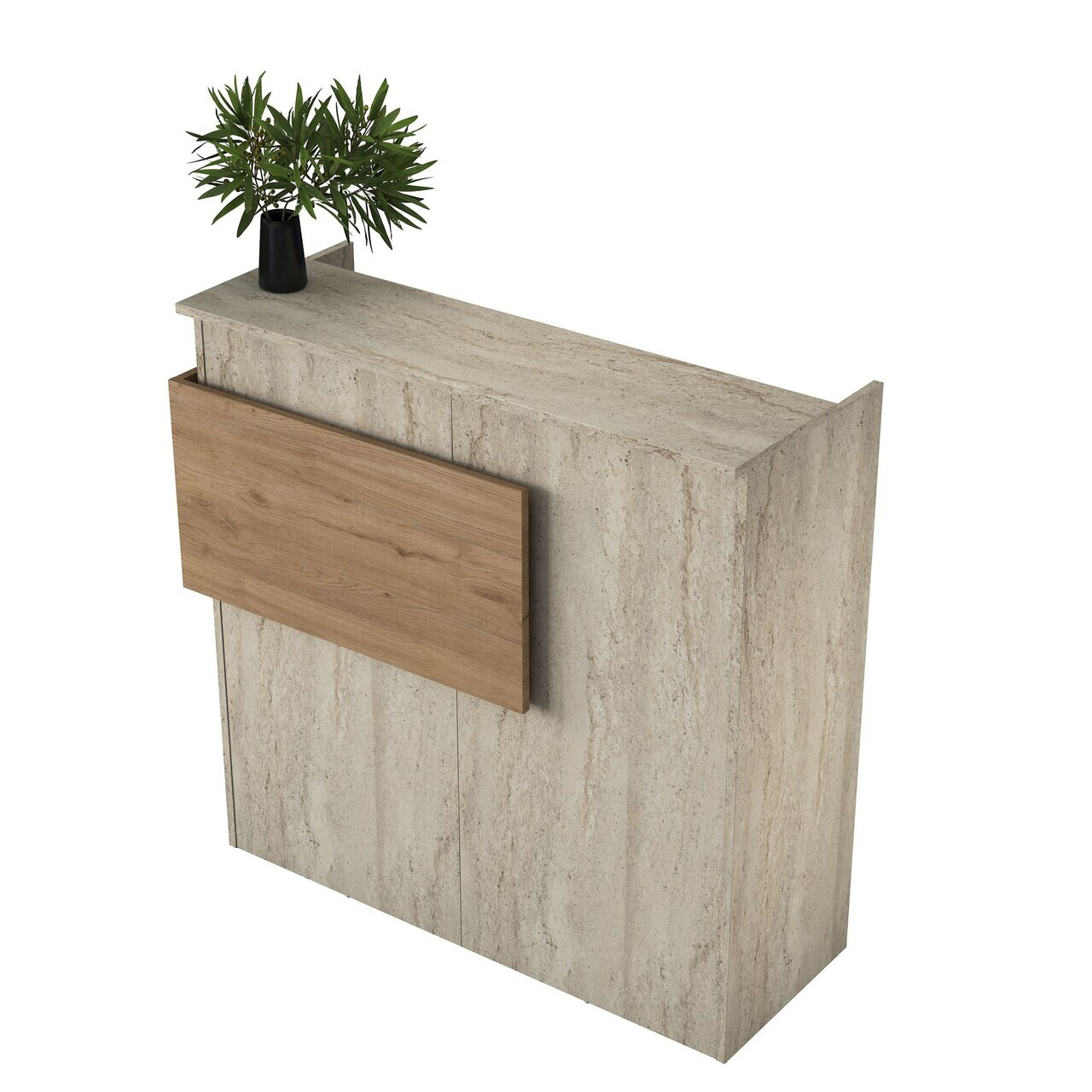 Masa de receptie, Hanah Home, MA105, 110x110x40 cm, PAL melaminat, Travertin / Nuc - view 8
