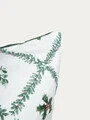 Lenjerie de pat King Size, Tinsele, Homla, 200x220 cm, 3 piese, microfibra din poliester, alb/verde