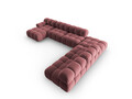 Coltar panoramic modular dreapta 7 locuri, Bellis-51, Micadoni Home, 376x282x70 cm, catifea, roz