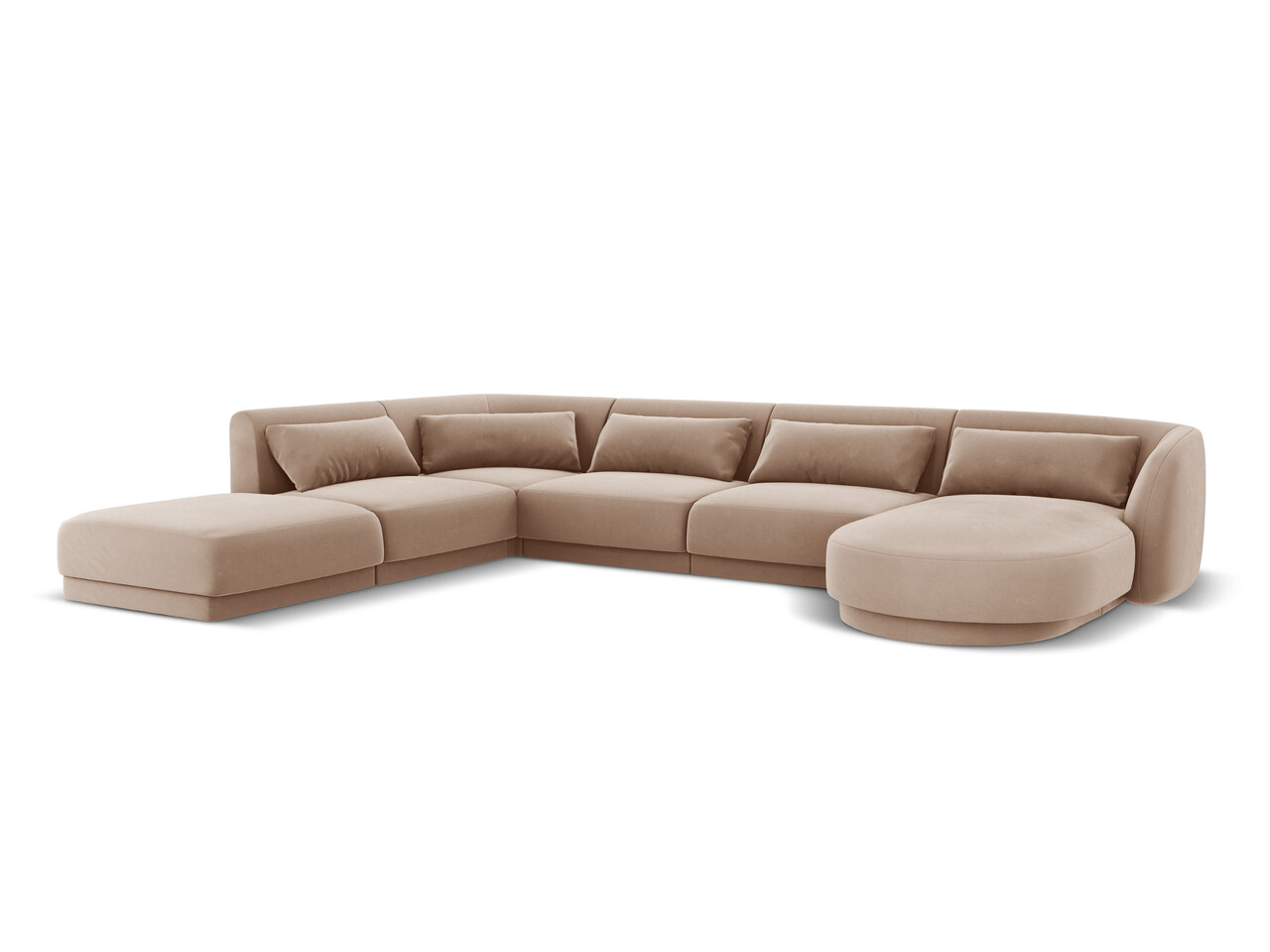 Coltar panoramic stanga 6 locuri, Tulum, Cosmopolitan Design, 330x255x70 cm, catifea, bej - 1 | YEO