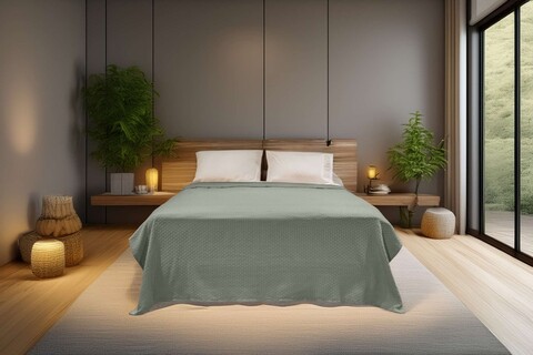 Cuvertura matlasata dubla, Hasır - Mint, ICF Bedroom, Bumbac