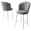 Set scaun de bar (2 bucăți), Charlotte, Alte, Metal, Gri/Alb