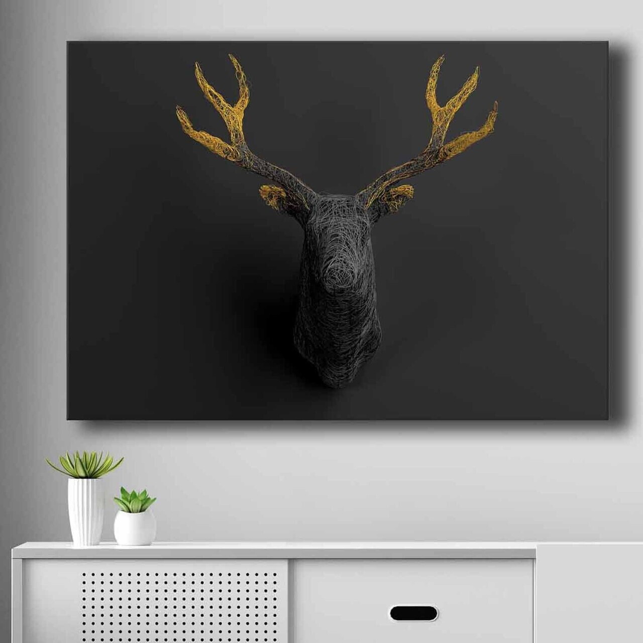 Tablou decorativ, 70100NISC-024, Canvas, Lemn, Aur/Negru