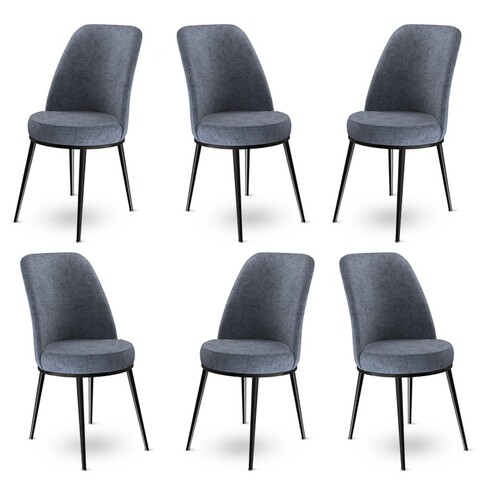 Set de scaune, Charlotte, Dexa, Metal, Fume / Negru