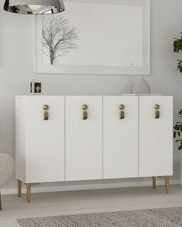 120x75x29.6 cm, Alb;Auriu