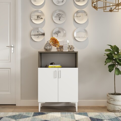 Dulap multifunctional, olivia, dve, 60 x 90 x 30 cm, pal melaminat, nuc/alb