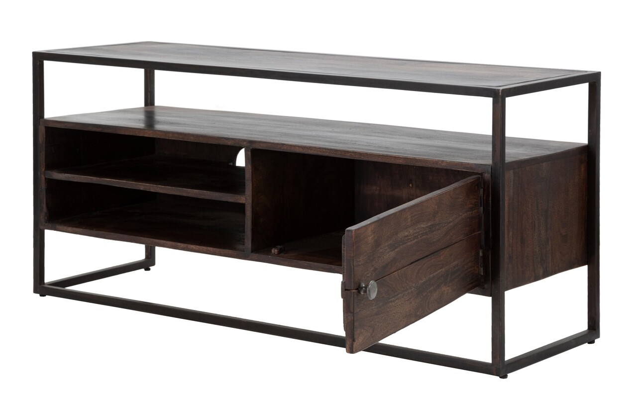 Comoda TV Burn, Mauro Ferretti, 120x40x55 cm, lemn masiv de salcam, maro - 2 | YEO