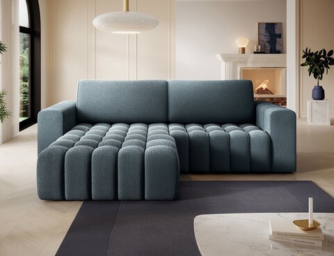 Coltar extensibil stanga 4 locuri ELTAP, Bon-221, Bonett, 250x175x92 cm, lemn/poliester, albastru