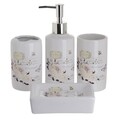 Set de baie Flower, InArt, 4 piese, ceramica, multicolor