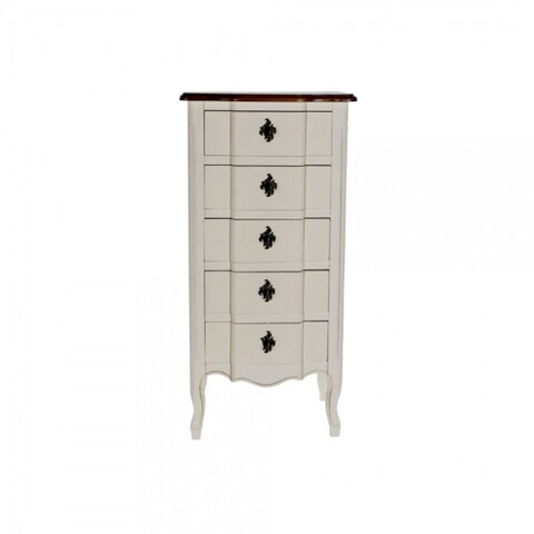 Comoda cu 5 sertare,dkd home decor, 47 x 35 x 100 cm, lemn de paulownia, alb/maro