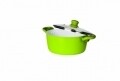 Cratita cu capac Grays, Heinner, 8 l, aluminiu turnat, sticla, alb/verde