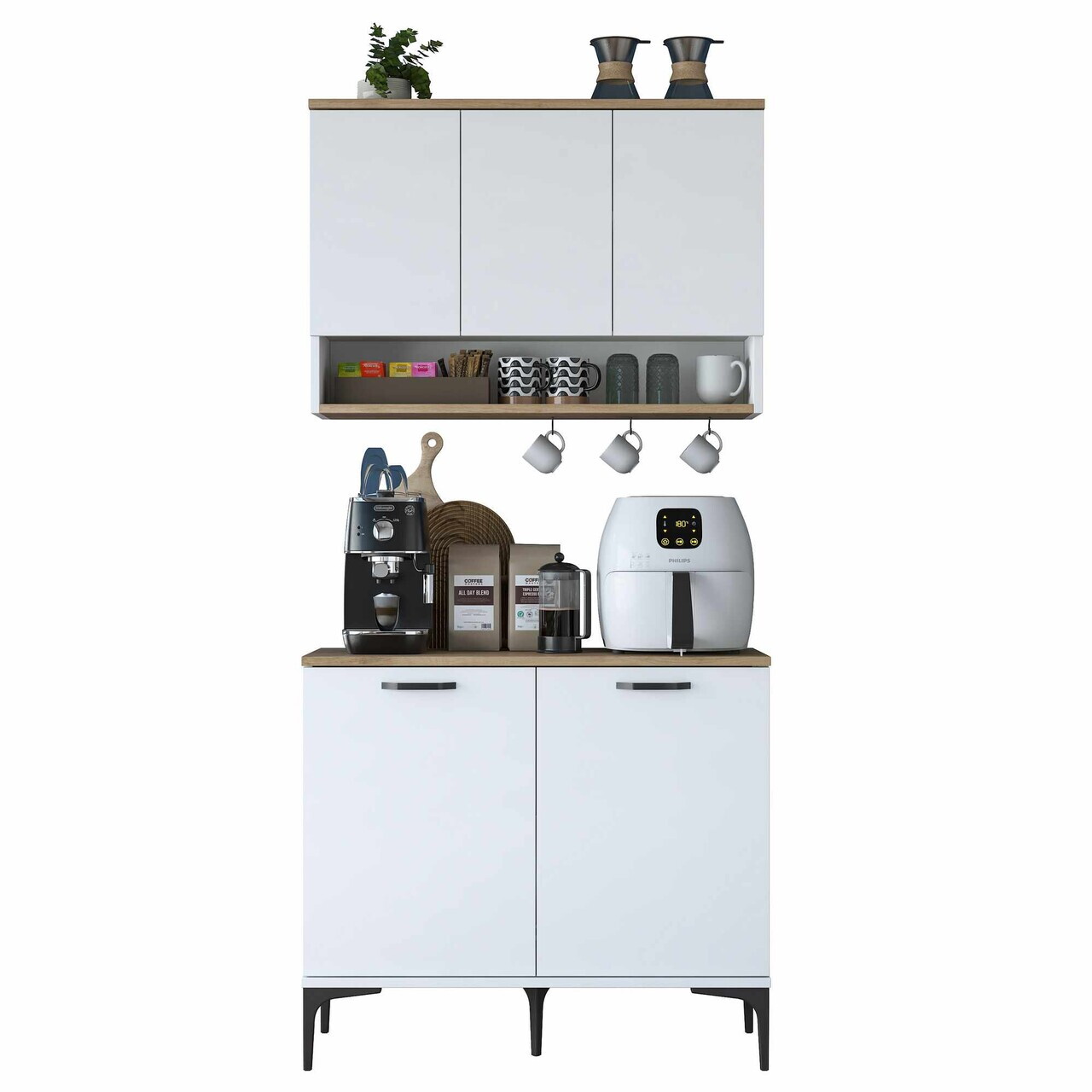 Dulap multifunctional, Hanah Home, JE271, 90.2x140.4x40 cm, Alb/Maro — imaginea 10