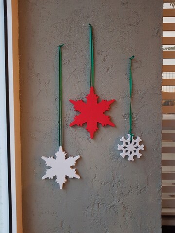 Decoratiune de perete, snow set, placaj, rosu alb