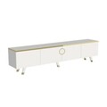 Comoda TV, Arnetti, Luxia, 180x30x31.4 cm, PAL, Alb/Auriu