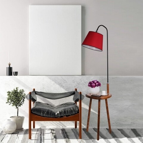 Lampadar cu masuta, Luin, 8272-2, E27, 60 W, metal/lemn/textil 8272-2