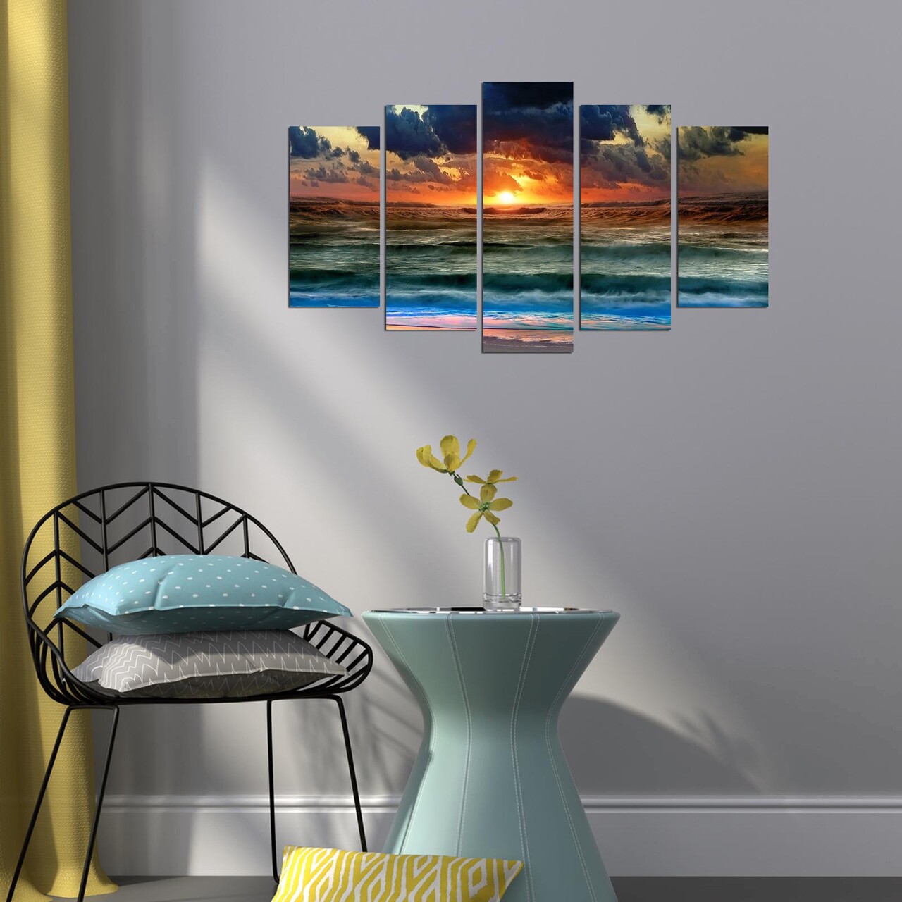 Set 5 tablouri decorative 5PMX-063 20 x 60 cm Multicolor