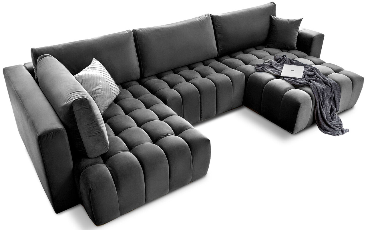 Coltar extensibil dreapta 6 locuri ELTAP, RT-06NU, Bonito, 350x175x92 cm, lemn/poliester, gri inchis - 1 | YEO