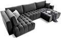 Coltar extensibil dreapta 6 locuri ELTAP, RT-06NU, Bonito, 350x175x92 cm, lemn/poliester, gri inchis