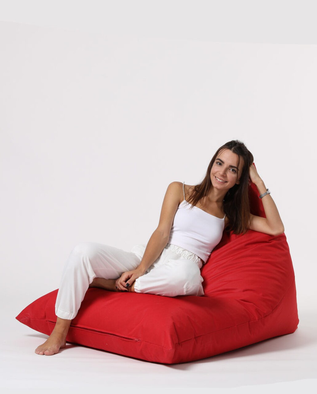 Fotoliu Puf, Bean Bag Ferndale, Pyramid Bed, 145 Cm, Poliester Impermeabil, Rosu