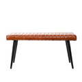 Bancheta Brizo, Homla, 90x37x45 cm, metal/piele, maro