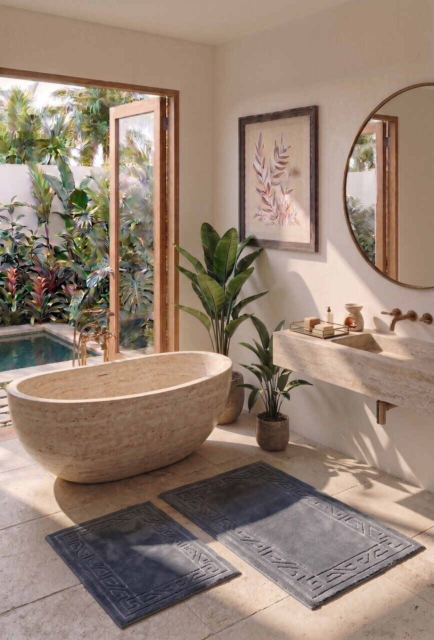 Set covorase de baie, L'essentiel Maison, Joel, Gri inchis — imaginea 2