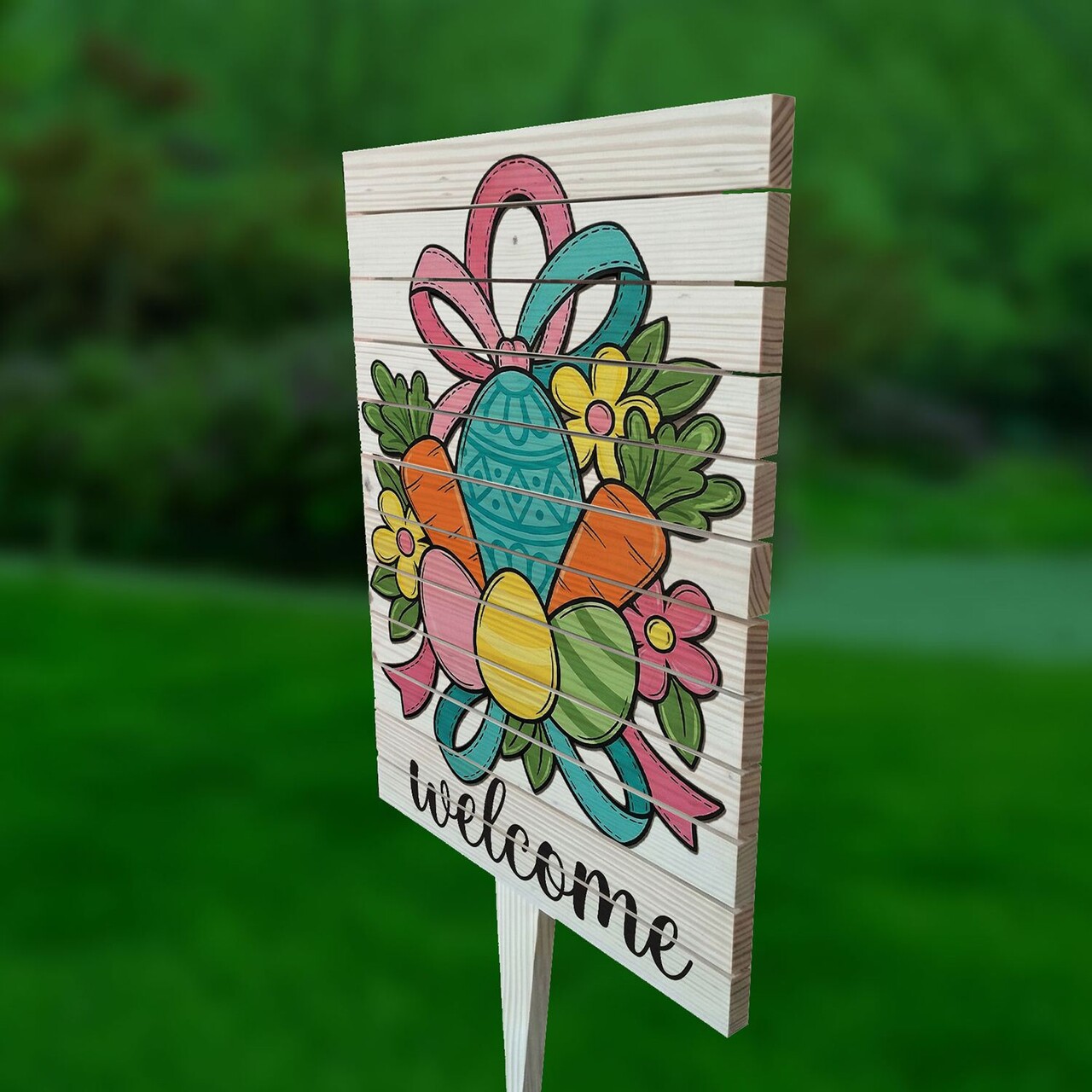 Semn de curte, Easter Treat Gift, 38x58 cm, Multicolor - imagine 2