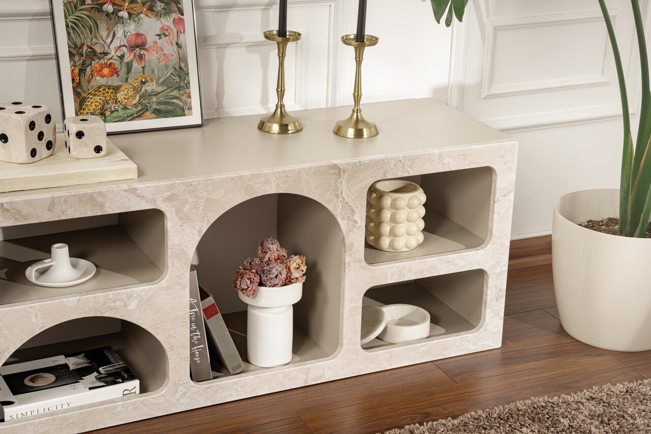 Consola, Hanah Home, Ferlis, 160x51x40 cm, Travertin Marmură / Gresie - view 3