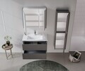 Dulap de baie cu oglindă, Hanah Home, Arno 80, Gri/Antracit